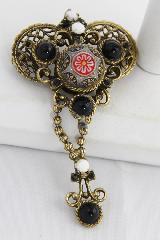 Black (jet) Cabochons Molded/Cut Pin Pendant