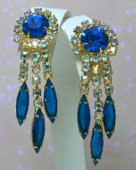Blue Navettes Earrings Clip