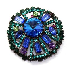 Blue Baguettes Rivoli/Margarita Brooch