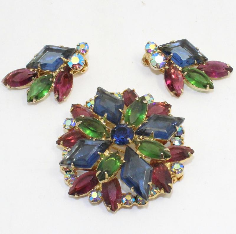 Front view of Multiple Colors Diamond Earrings Clip