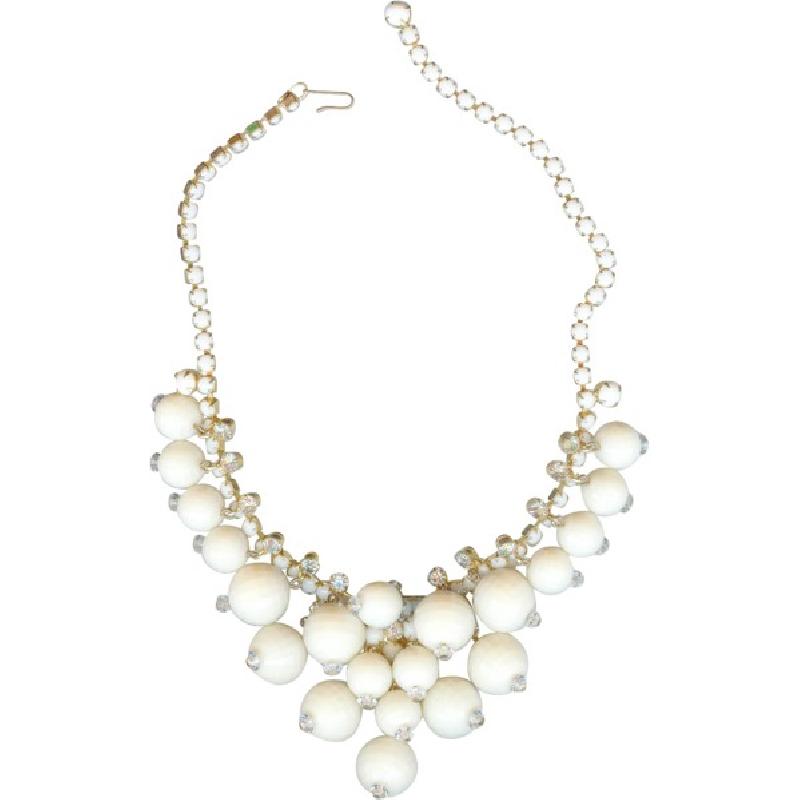 Front view of White (chalk Or Milk) Chatons Only Plastic Necklace