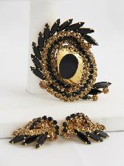 Black (jet) Navettes Multi-Color/Shaded Brooch