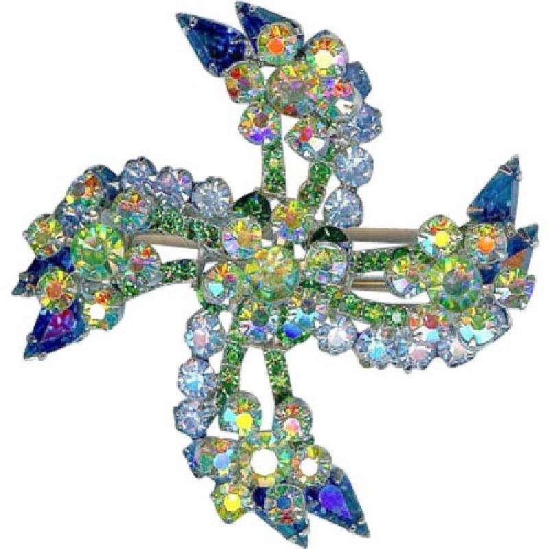 Front view of Blue Pear Brooch