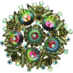 Green Navettes Rivoli/Margarita Brooch