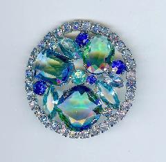 Blue Emerald Cut Givre Brooch