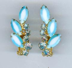 Blue Navettes Multi-Color/Shaded Earrings Clip