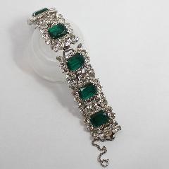 Green Emerald Cut Striped Bracelet 5 Link