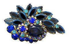 Blue Oval Multi-Color/Shaded Brooch