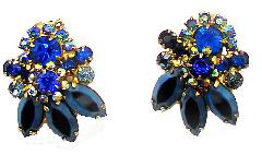 Blue Navettes Multi-Color/Shaded Earrings Clip