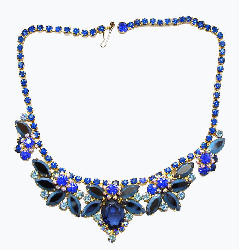 Front view of Blue Oval Multi-Color/Shaded Necklace