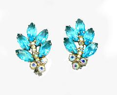 Blue Navettes Earrings Clip