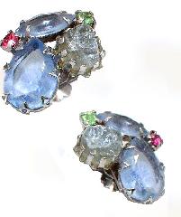 Blue Pear Molded/Cut Earrings Clip