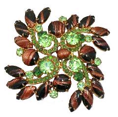 Green Navettes Striped Brooch