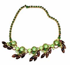 Green Navettes Striped Necklace
