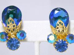 Blue Pear Earrings Clip