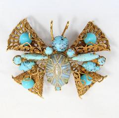 Turquoise Cabochons Molded/Cut Brooch