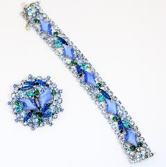 Blue Diamond Striped Bracelet Flat Push In