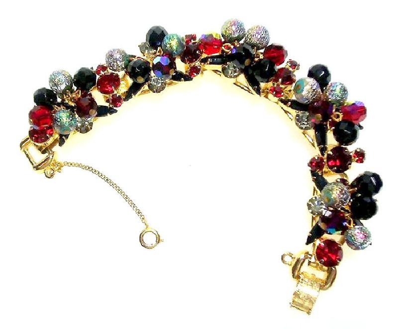 Front view of Red Navettes Bracelet 5 Link