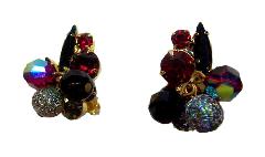 Red Navettes Earrings Clip