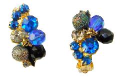 Blue Navettes Earrings Clip