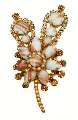 White (chalk Or Milk) Cabochons Striped Brooch