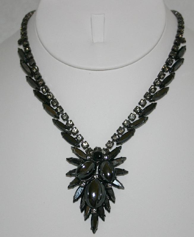 Front view of Hematite Scooped Necklace