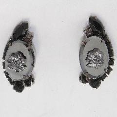 Black (jet) Navettes Earrings Clip