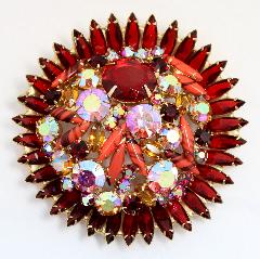 Red Navettes Striped Brooch