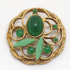 Green Cabochons Brooch