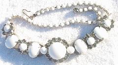 White (chalk Or Milk) Cabochons Necklace