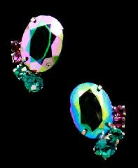 Purple (cardinal) Oval Multi-Color/Shaded Earrings Clip
