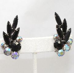 Black (jet) Navettes Earrings Clip