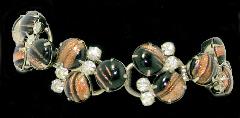 Black (jet) Cabochons Striped Bracelet 5 Link