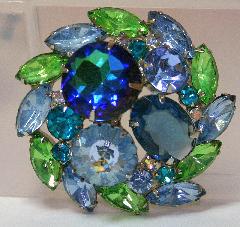 Blue Oval Rivoli/Margarita Brooch
