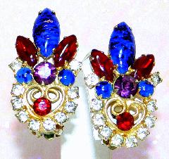 Multiple Colors Navettes Striped Earrings Clip