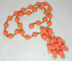 Orange Cabochons Plastic Necklace