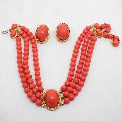 Orange Cabochons Plastic Necklace