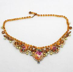 Topaz Cabochons Painted (hand/Transfer) Necklace