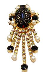 Black (jet) Cabochons Molded/Cut Brooch