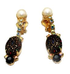 Blue Cabochons Molded/Cut Earrings Clip