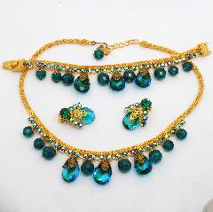 Green Chatons Only Multi-Color/Shaded Earrings Clip