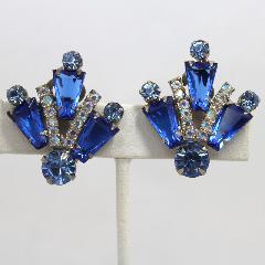 Blue Keystones Earrings Clip