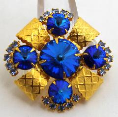 Blue Chatons Only Rivoli/Margarita Brooch
