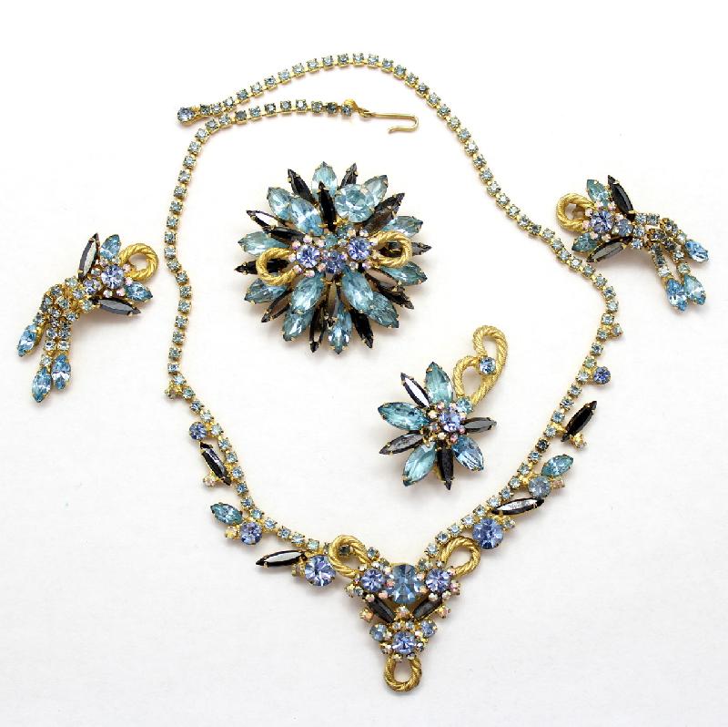 Front view of Blue Navettes Necklace