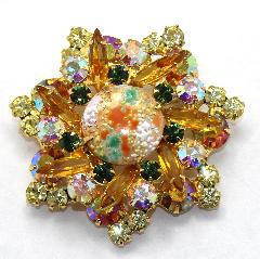 Orange Cabochons Painted (hand/Transfer) Pin Pendant