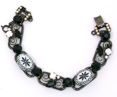 Black (jet) Cabochons Molded/Cut Bracelet 5 Link