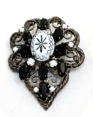 Black (jet) Cabochons Molded/Cut Brooch