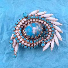 Turquoise Cabochons Spotted Brooch