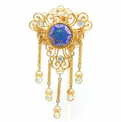 Blue Cabochons Molded/Cut Pin Pendant