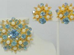 Blue Chatons Only Pearl Pin Pendant